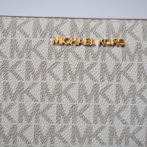 Michael Kors Jet Set Travel Continental Wallet MK Vanilla Pink - Picture 6 of 11